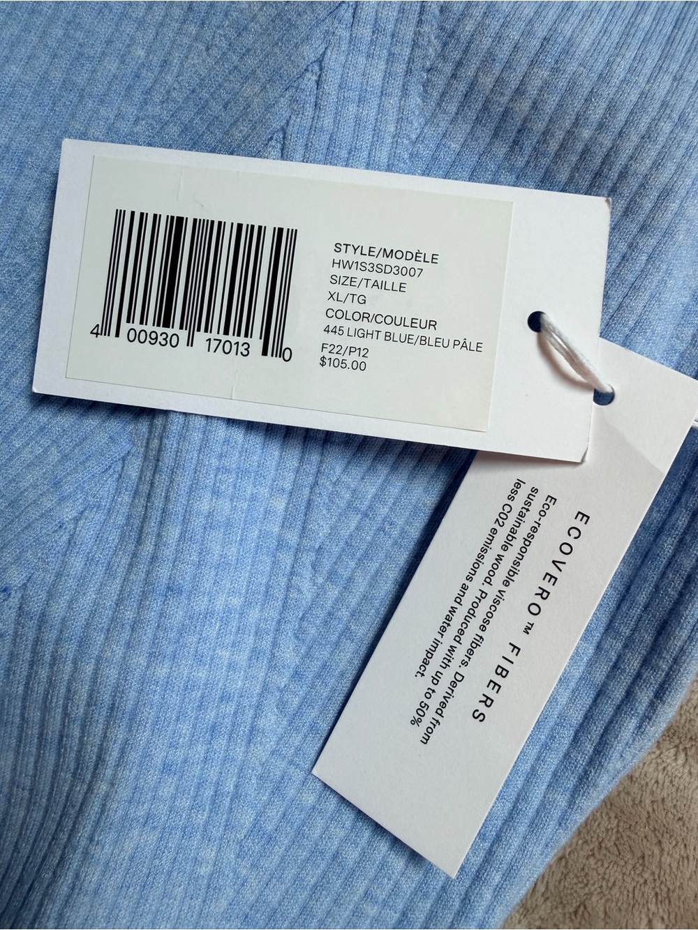 Light Blue Ribbed Dress - XL